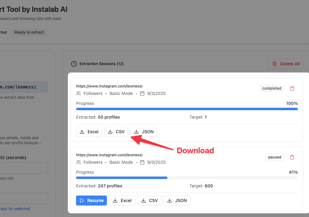 Step 6 – Export to CSV/XLSX/JSON